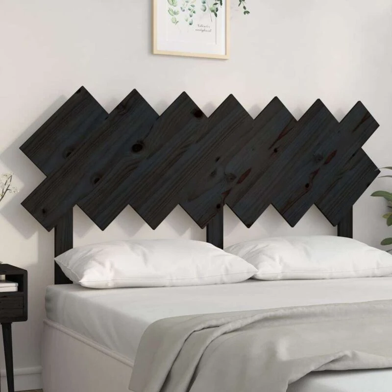 Image of Vidaxl Bed Headboard Black 141X3X80.5cm Solid Wood Pine, Black 819224