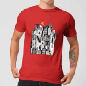 Image of The Incredibles 2 Skyline Mens T-Shirt - Red - M