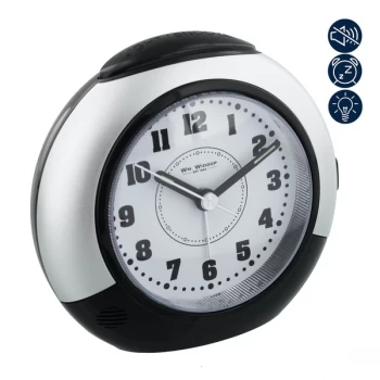 Image of WILLIAM WIDDOP Rounded Alarm Clock - Black & Silver