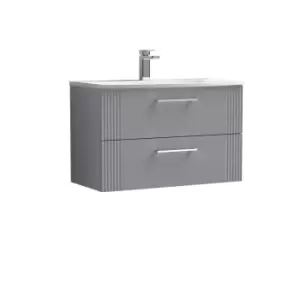 Image of Nuie Deco 800mm Wall Hung 2 Drawer Vanity & Basin 4 - Satin Grey