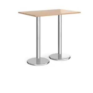 Image of Pisa rectangular poseur table with round chrome bases 1200mm x 800mm - beech