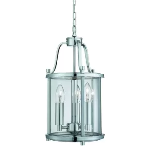 Image of Victorian Lanterns 3 Light Ceiling Lantern Pendant Chrome, Glass Three, E14