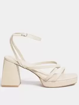 Image of Yours Yours Extra Wide Fit Chunky Platform Strappy Sandal White, Size 7Eee, Women