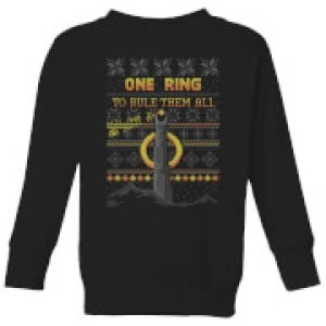 Image of Lord Of The Rings One Ring Kids Christmas Sweatshirt - Black - 7-8 Years