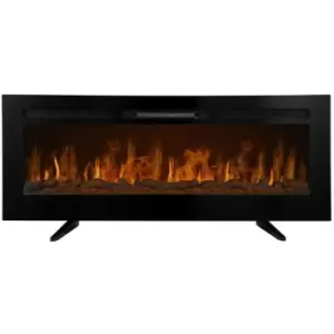 Image of Electric Wall Mounted Inset LED Black Fireplace Free Standing 50 - Black