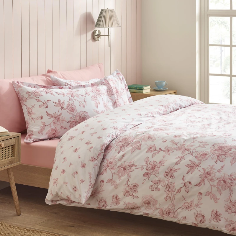 Image of Catherine Lansfield Mirabelle Duvet Cover Bedding Set Pink