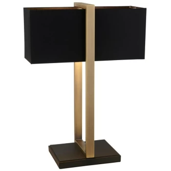 Image of Merano Livigno Table Lamp Matt Antique Brass Plate & Black Fabric