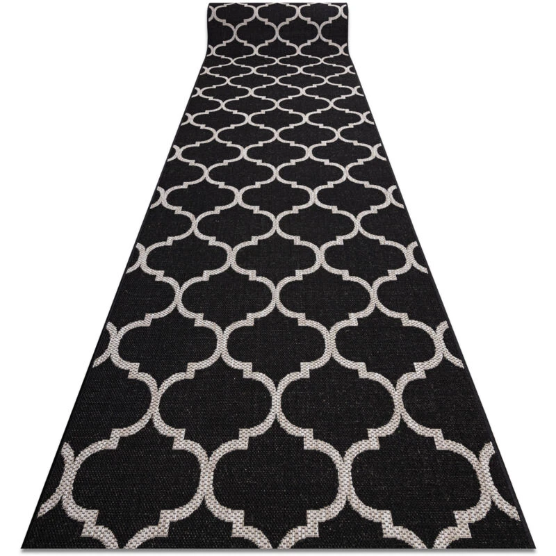 Image of RugsX Runner Sizal Floorlux Design 20608 Moroccan Trellis Black / Silver 120 120X120 Cm
