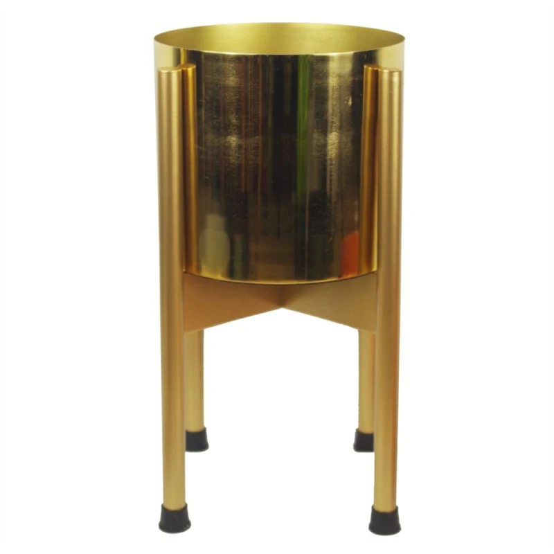 Image of Unbranded Medium Gold Stand with Gold Metal Planter 38.5cm x 18cm