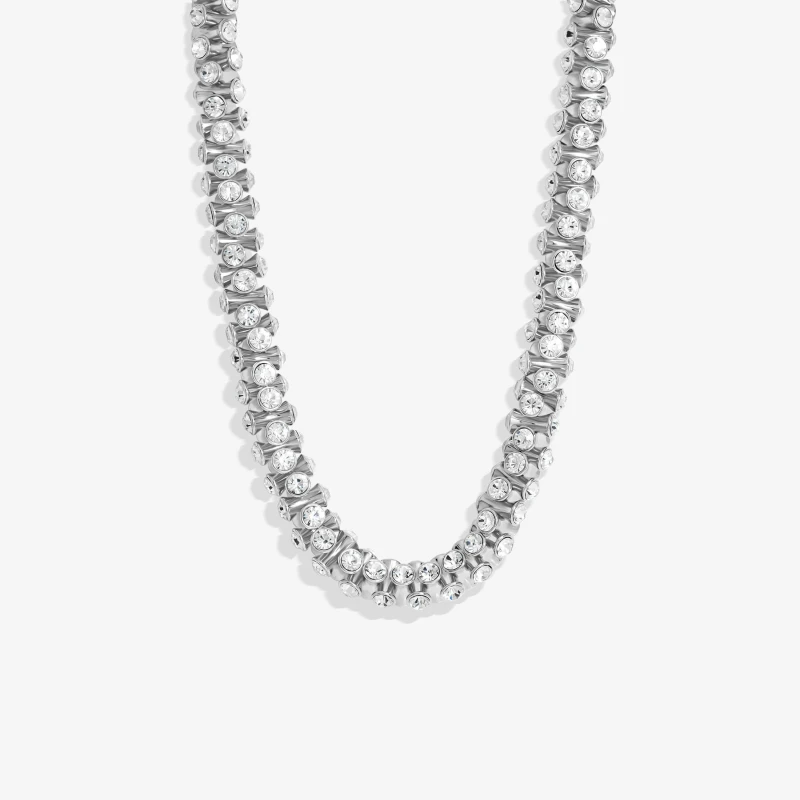 Image of Mood Rhodium Crystal Tube Shaker Necklace Jewellery Sets One Size Silver 72156611000