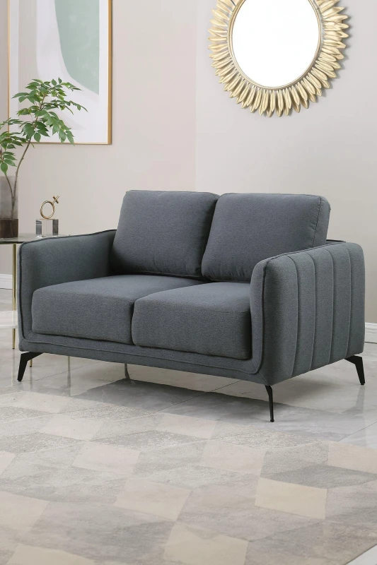 Image of More4homes Oslo Modern Scandi Style Fabric Living Room 2 Seater Sofa Dark Grey 5.05574E+12