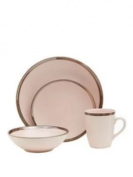 Image of Premier Housewares 16 Piece Pink & Gold Glazed Dinner Set