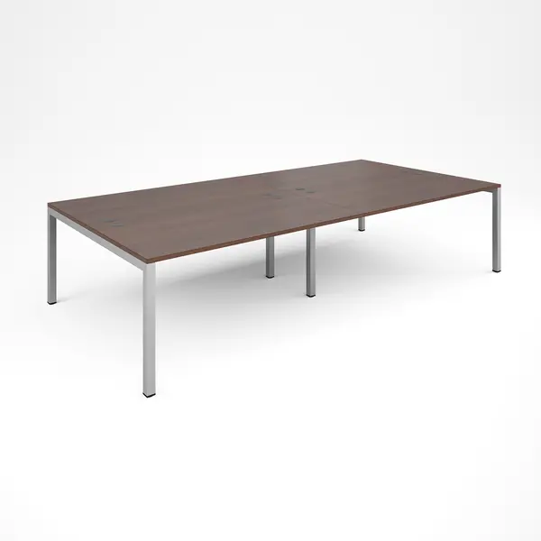 Image of Connex Double Back to Back Office Desk - 3200mm x 1600mm - Silver - Walnut