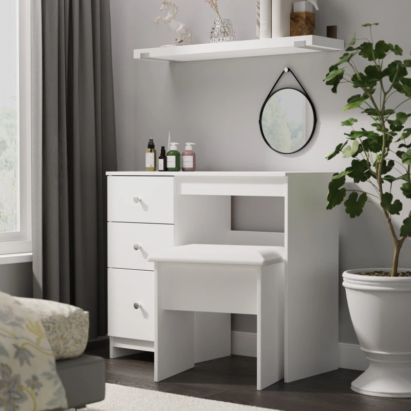 Image of Welcome Furniture Ready Assembled Yarmouth Vanity In White & White YAR031WGW