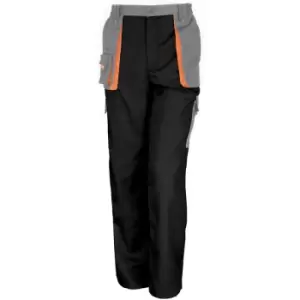 Image of Result Unisex Work-Guard Lite Workwear Trousers (Breathable And Windproof) (L) (Black / Grey / Orange) - Black / Grey / Orange