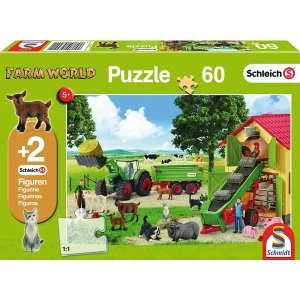 Image of Schleich: Hay Harvest on the Farm 60 Piece Jigsaw Puzzle + Two Figures