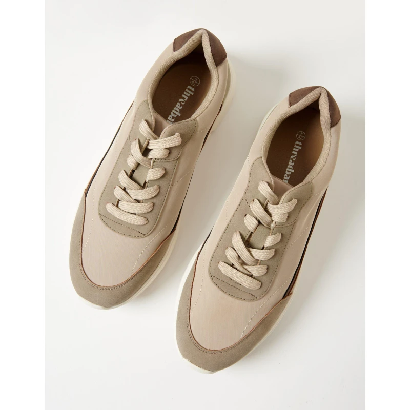 Image of Threadbare Mens Ariba Trainer Casual Low-Top Trainers Beige male 8 (42)