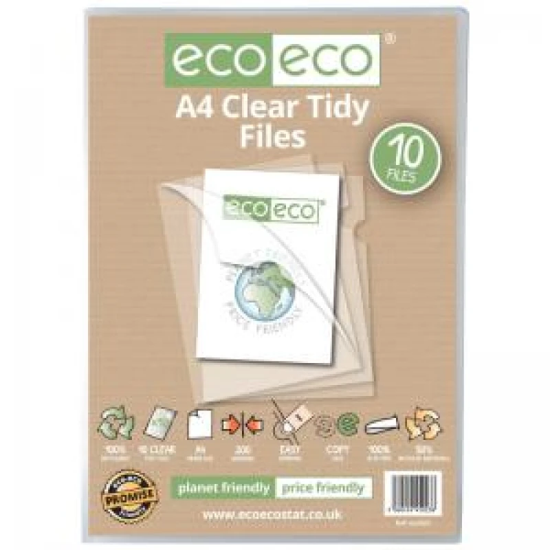 Image of Eco Eco 50% Recycled Bag Tidy Files A4 Clear (10 Pack) eco023-S