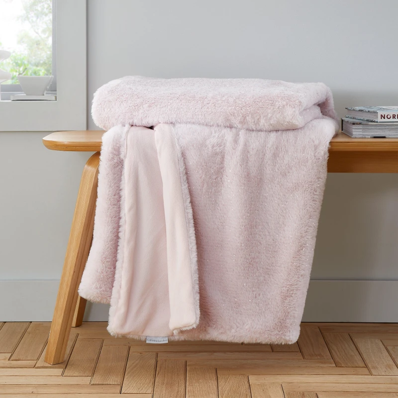 Image of Catherine Lansfield Cosy Glamour Fur Blanket Throw Throws 130x170cm Pink 42621406001