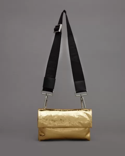 Image of AllSaints Ezra Metallic Leather Crossbody Bag