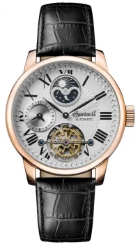 Image of Ingersoll Mens The Riff Black Leather Strap White Watch