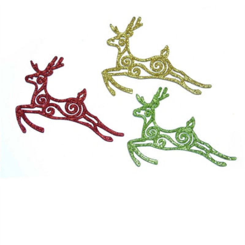 Image of Shatchi 3pcs Glitter Reindeer Christmas Tree Xmas Party Hanging Ornament Decorations Multi