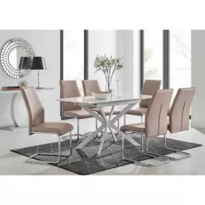 Image of Furniture Box LIRA 120 Extending Dining Table and 6 Cappuccino Lorenzo Chairs