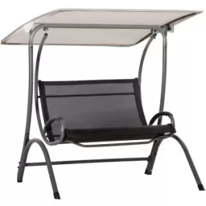 Image of Outsunny - 2 Seater Garden Swing Bench w/ Tilting Canopy & Texteline Seat, Beige - Beige