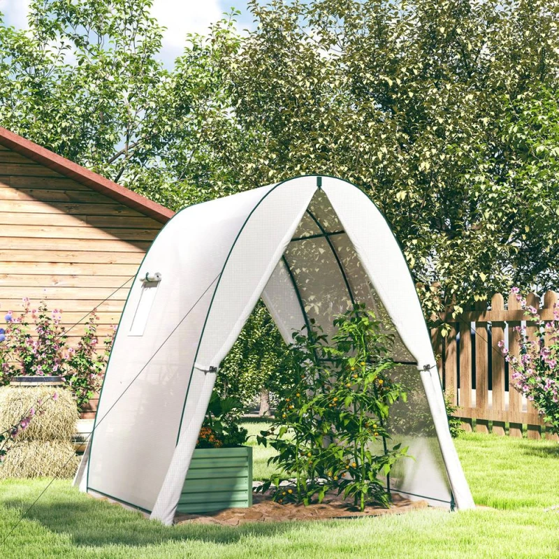 Image of OUTSUNNY Portable Greenhouse Gardening Plant Hot House with 2 Doors, White White Unisex