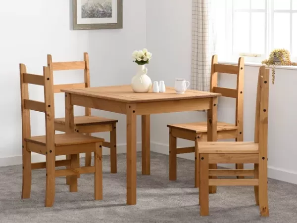 Image of Seconique Corona Pine 100cm Dining Table and 4 Chair Set