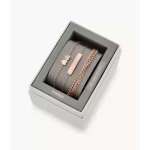 Image of Fossil Womens Rose Gold-Tone Steel Bracelet Gift Set - Rose Gold
