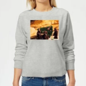 Image of Star Wars Jawas Christmas Tree Womens Christmas Sweatshirt - Grey - S