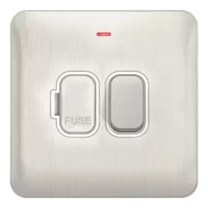 Image of Schneider Electric Lisse Screwless Deco - Switched Single Fused Connection Unit, 13A, Double Pole, with Neon Indicator, GGBL5011WSS, Stainless Steel w