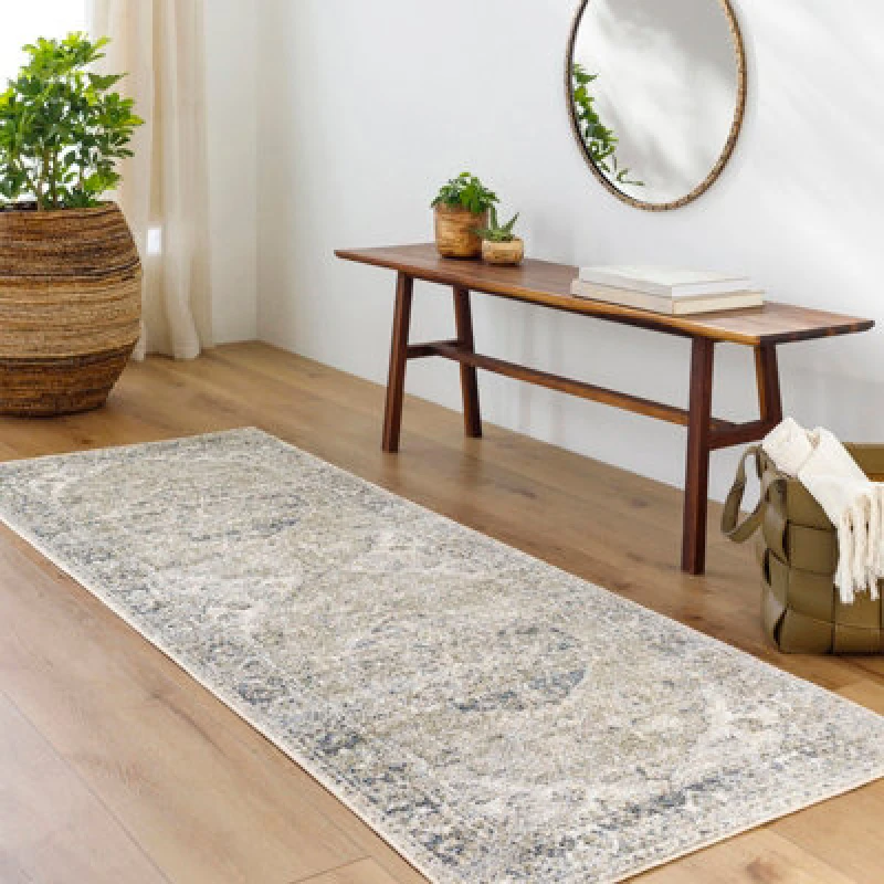 Image of Livabliss Machine Washable Traditionnal Boho Olive/dark Blue Amayra Area Rug 66 X 115cm - Easy Care, Ideal For Living Room & Bedroom