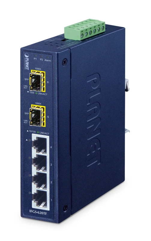 Image of PLANET IFGS-620TF network switch Unmanaged Fast Ethernet (10/100) Blue