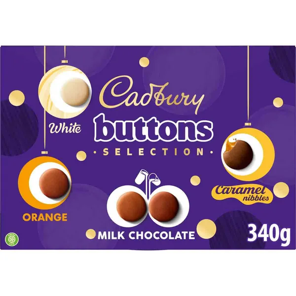 Image of Cadbury Gifts Direct Cadbury Dairy Milk Buttons Selection Box 340g (Box of 7) 4310943O