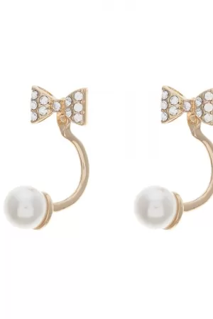 Image of Lipsy Jewellery Pave Bow & Pearl Earrings JEWEL 8698
