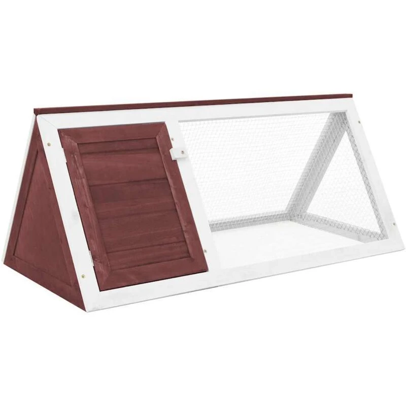 Image of vidaXL Animal Rabbit Cage Brown Wood Bunny Run Hutch Pet Habitat Shelter House