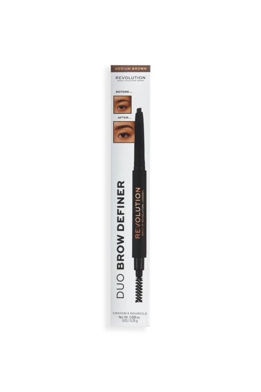 Image of Makeup Revolution Duo Brow Definer Pencil Medium Brown Medium Brown unisex