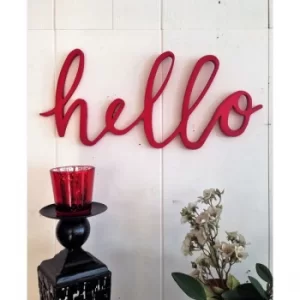 Image of Hello Red Red Decorative Wooden Wall Accessory