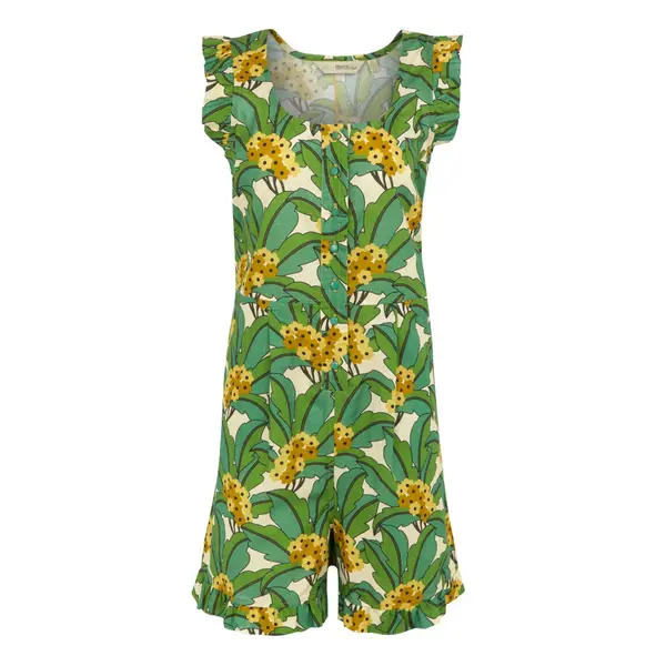 Image of Regatta Womens Orla Cotton Playsuit 8 - Waist 25' (63cm), Inside Leg 31' Green Tropcl RWD088-6CA-8