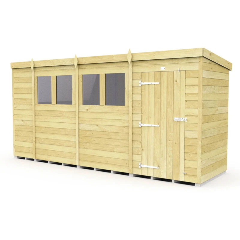 Image of Flat Pack Sheds DIY Sheds 15 x 4 Pent Shed, Brown 15X4PFF