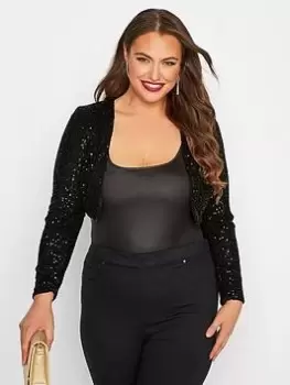 Image of Yours Long Sleeve Sequin Bolero - Black, Size 18, Women