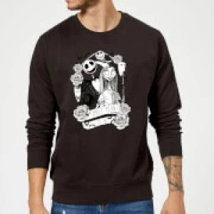 Image of Disney The Nightmare Before Christmas Jack Skellington And Sally Black Sweatshirt - M - Black