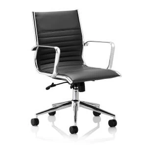 Image of Sonix Ritz Executive Medium Back Chair With Arms Bonded Leather Black