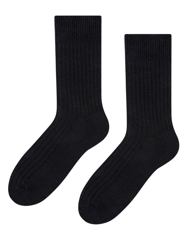 Image of Steven Steven Men Alpaca Wool Socks for Winter Knitted Crew Boot Socks in Black Size: 9-11 Black 9-11 Male 5056632699360