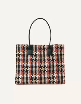 Image of Accessorize Womens Dogtooth Textile Shopper Bag, Size: 38x32cm