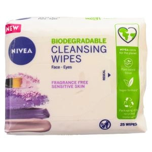Image of Nivea Biodegradable Cleansing Face Wipes Normal Skin 25 Pack