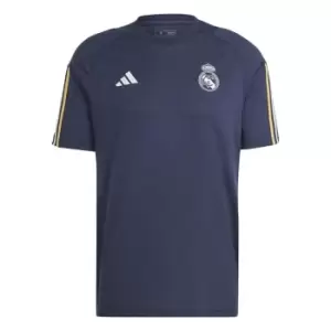 Image of adidas Real Madrid Cotton T-Shirt 2023 2024 Adults - Blue