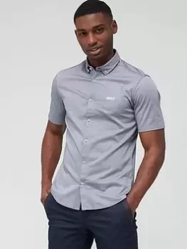 Image of BOSS Biadia Short Sleeve Oxford Shirt - Navy, Size L, Men